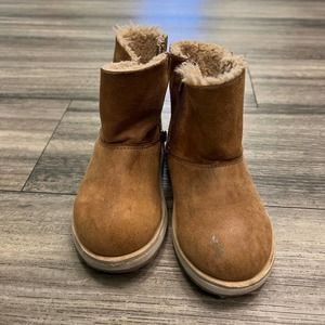 Zara  boots toddler 23 brown side zip faux fur lining lined